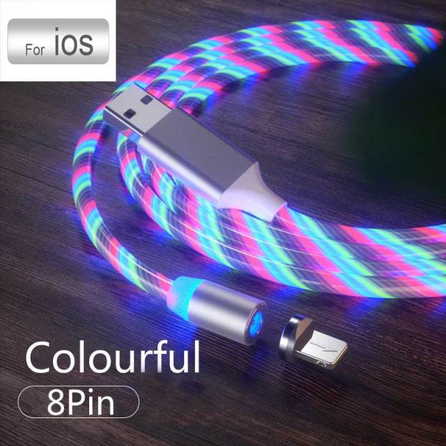 3in1 Magnetisches und leuchtendes micro USB / iPhone Lightning / USB-C Kabel 1m